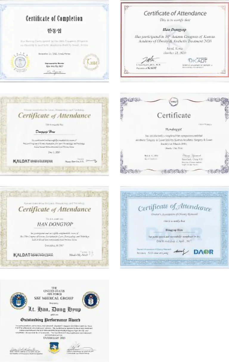 지우개의원 한동엽 원장 학술활동 및 교육 이수 현황